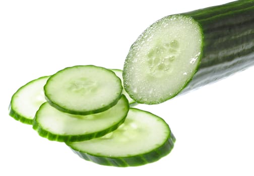 Sliced fresh green cucumber