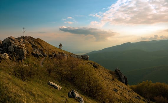 View from the peak of Shipka at sunset