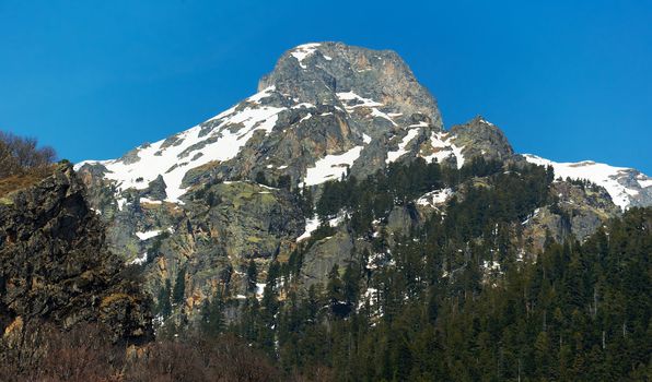 A rocky mountain peak in the Rilla high mountain, Bulgaria