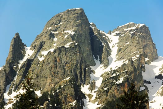 Rocky peak in the high mountains