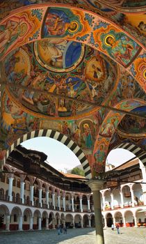 Mural paintings in Rila monastery, Bulgaria