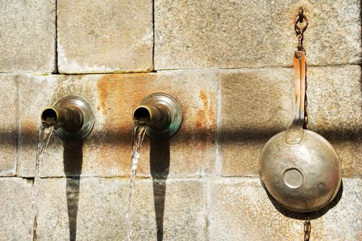 Spouts of the fountain in Rila monastery