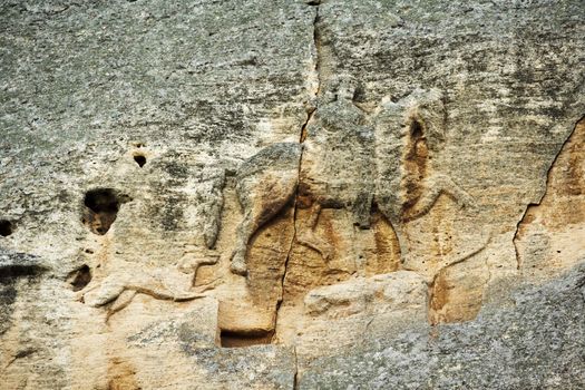 The Madara rider, a historic monument in Bulgaria, carved into the rocks near the town of Shoumen