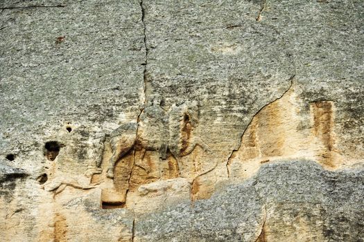 The Madara horseman, an ancient stone carving monument in Bulgaria