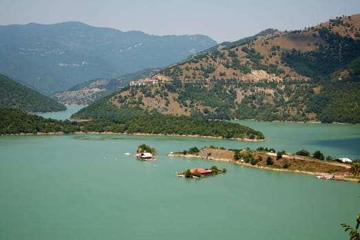 Vacha dam lake on the Vacha river, Bulgaria
