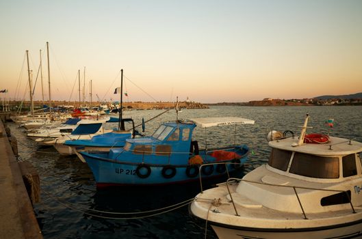 The quay with boats in Tzarevo, Bulgaria