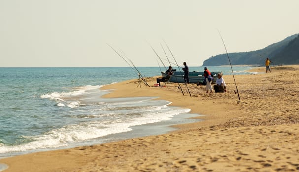 Sea fishing at the Obzor beach, Bulgaria