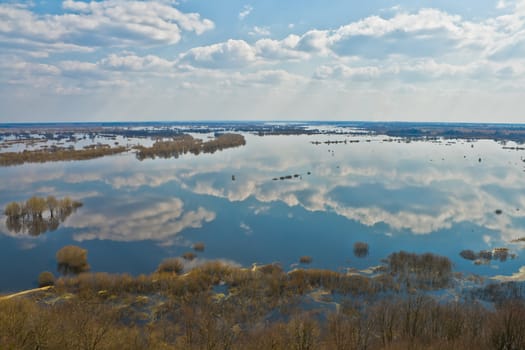 river Dnepr in spring time, view from above