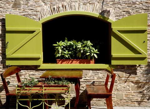 Window, table and chairs