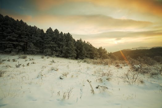 Colorful sunset in the mountains