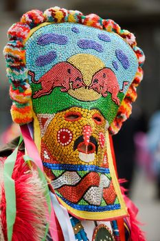 Colorful masquerade mask from Bulgaria, kukeri festival