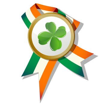 St.Patrick badge with four leaves clover and Irish colors