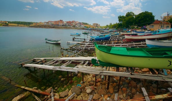 Boats at the quay of Ahtopol, Bulgaria