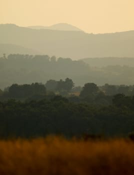 Mountain hills at sunset