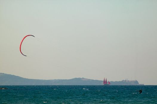 Sea scene with kite-surfer near Lozenets, Bulgaria
