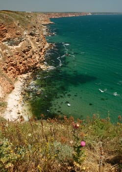 Rocky sea coast at the northern part of the Bulgarian Black sea shore