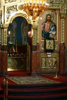 Sanctuary (altar) in an orthodox church in Sofia, Bulgaria