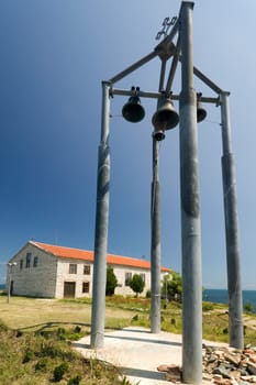 The chirch and the bell tower in the Tsarevo town, Bulgaria, at the Vasiliko peninsula