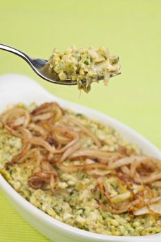 spaetzle, a bavarian kind of noodle with fried onions