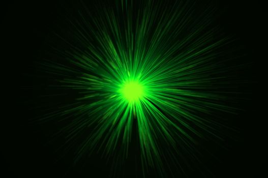 Vibrant green motion blur light effect against black