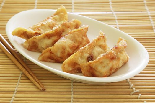 Fried Dumplings Chinese Style Cuisine as Meal