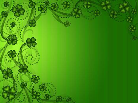 Lucky Shamrock Four Leaf Clover Green Background Illustration