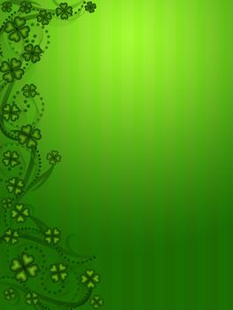 Lucky Shamrock Four Leaf Clover Green Vertical Background Illustration