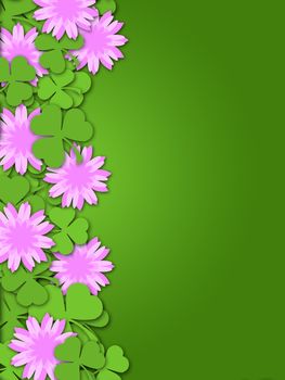 Shamrock Paper Cutting Clover Flowers Border Illustration