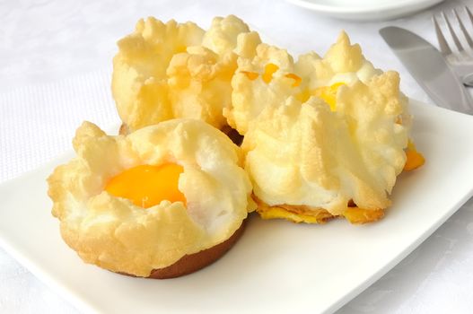 sandwich for breakfast with beaten egg yolk, coffee