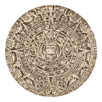 Aztec calendar sun stone on 500 pesos 1984 banknote from Mexico