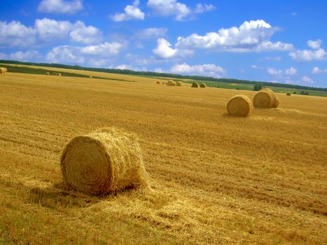 haystack on the field after harvest
