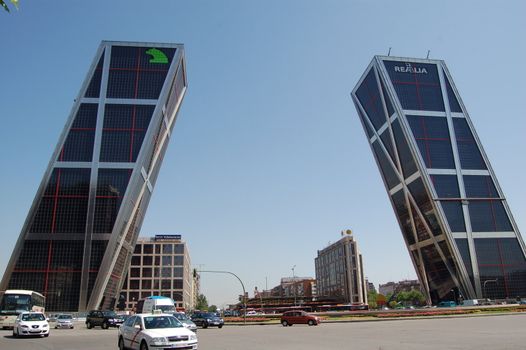 Kio Twin Tower, modern Madrid Spain