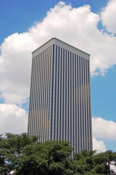 Picasso Tower in the sky, modern building in Madrid