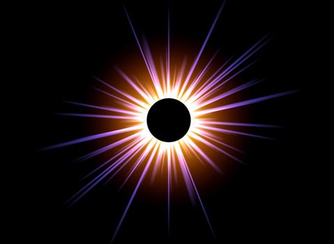 This image shows a computer generated solar eclipse