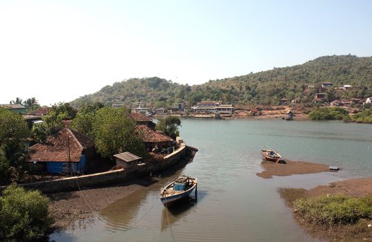 A village of fishermen in India.