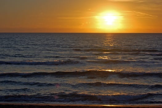 Orange sunset over the sea