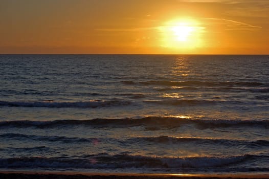 Orange sunset over the sea