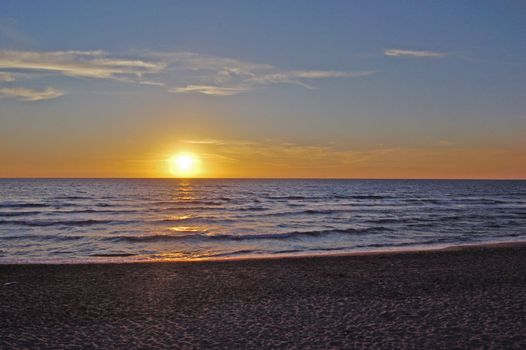 Orange sunset over the sea