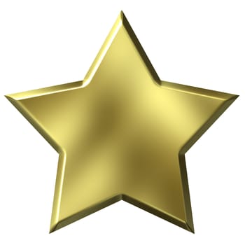 3d golden star isolated in white