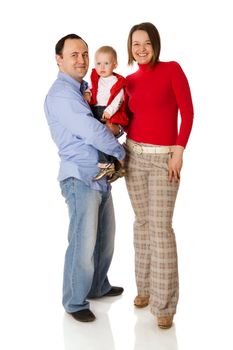 Happy Family posing together isolated on white