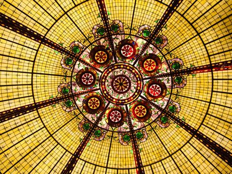 Multi colored stained glass ceiling