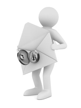 E-mail concept on white background. Isolated 3D image