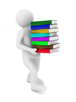 student with bale books. Isolated 3D image