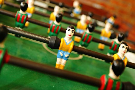 retro wooden foosball table