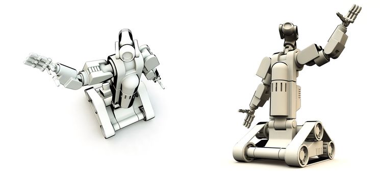 A pair of futuristic robots.