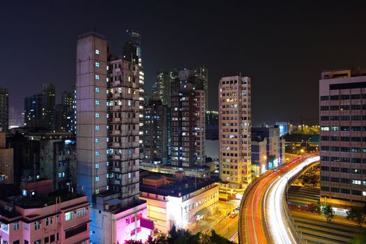 traffic by night in Hong Kong