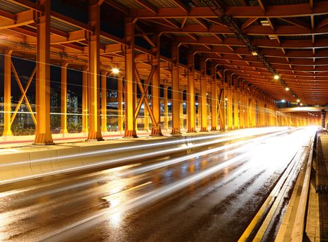 tunnel with car light
