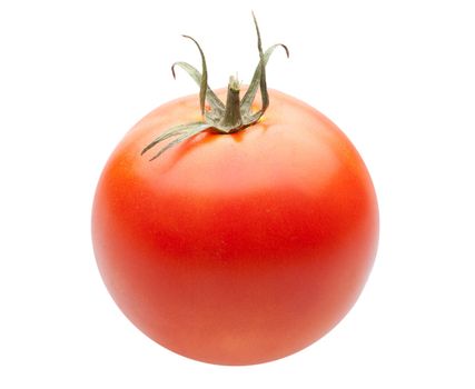 Ripe tomato on a white background, a symbol of healthy eating
