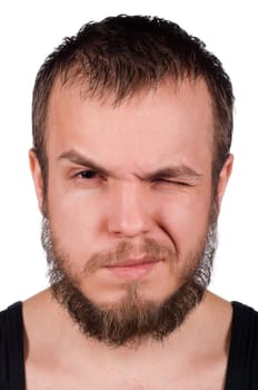 Series - Facial expressions of young man isolated on white background