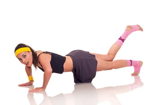 Photo of a young girl doing a fitness exercises